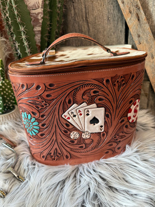 Tooled Leather Vegas NFR Jewelry & Makeup Carrying Case – Western Rodeo Travel Bag