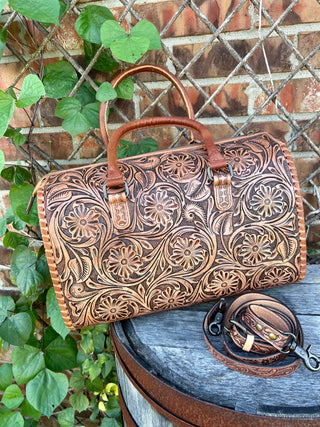Large Wildflower Hand Tooled Speedy Bag