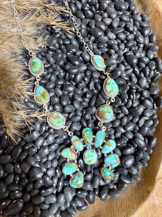 Sonoran Gold Turquoise Squash Blossom Necklace – Sterling Silver Statement Jewelry