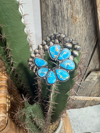 Faux Turquoise Squash Bracelet – Navajo Style Pearl Stretch Bracelet