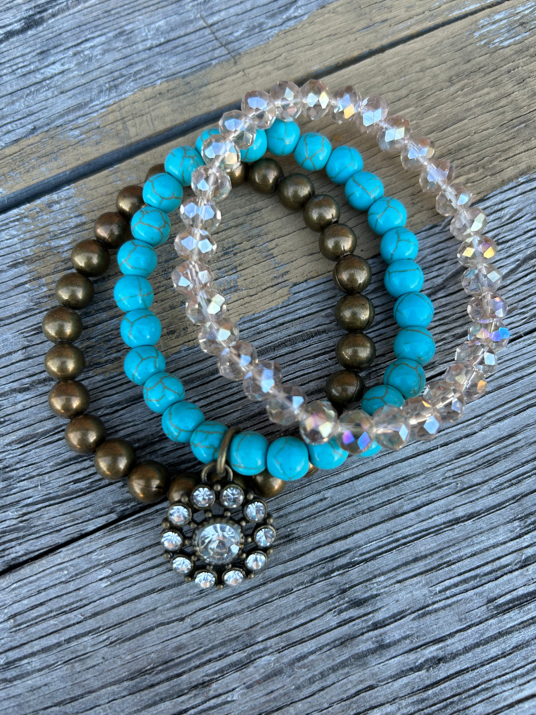 set of 3 bracelets with charm