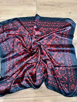 Red Black Paisley Print Wild Rag