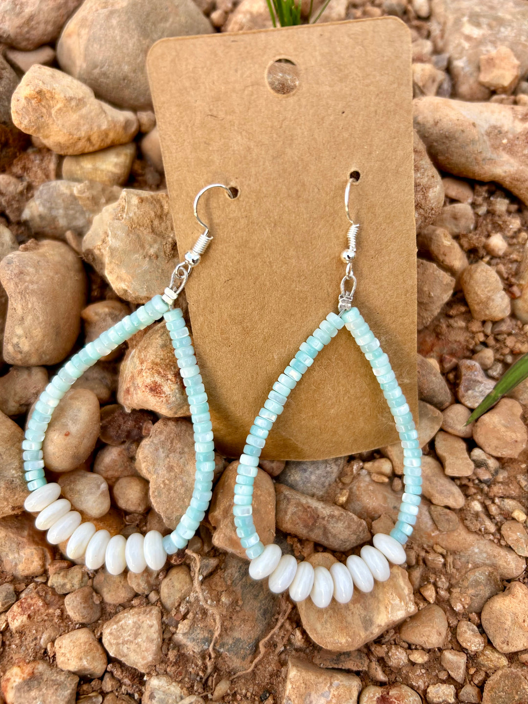 Blue Shell White Conch Teardrops