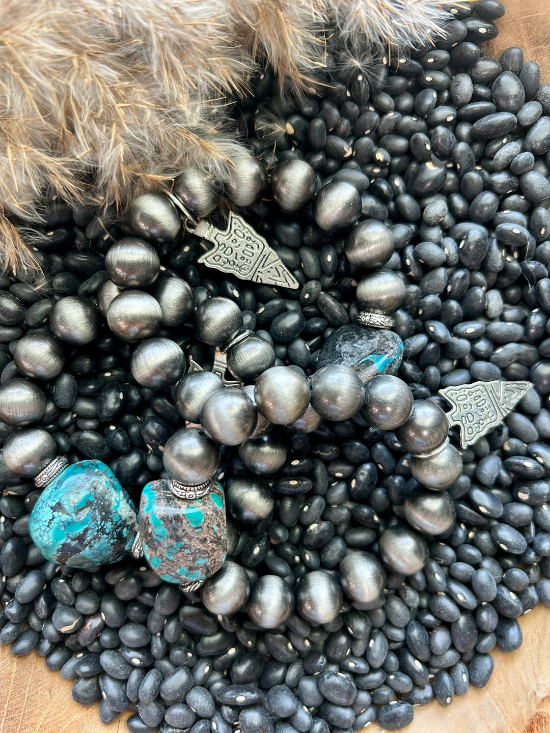 Turquoise Arrowhead Chunky Navajo Pearl Style Bracelet