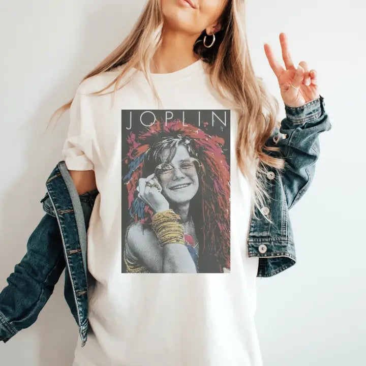 Janis Joplin Rock N Roll Classic Concert Band Vintage Graphic Tee