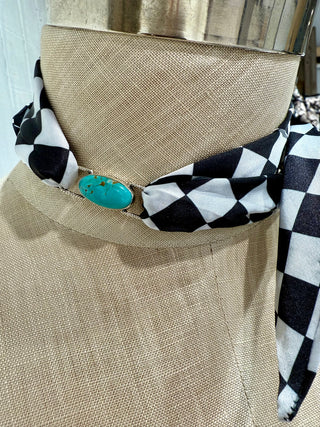 Hada Collection Sterling Silver & Turquoise Twilly Slide – Western Scarf/ Wild Rag Accessory
