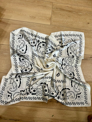 White Large Paisley Print Wild Rag