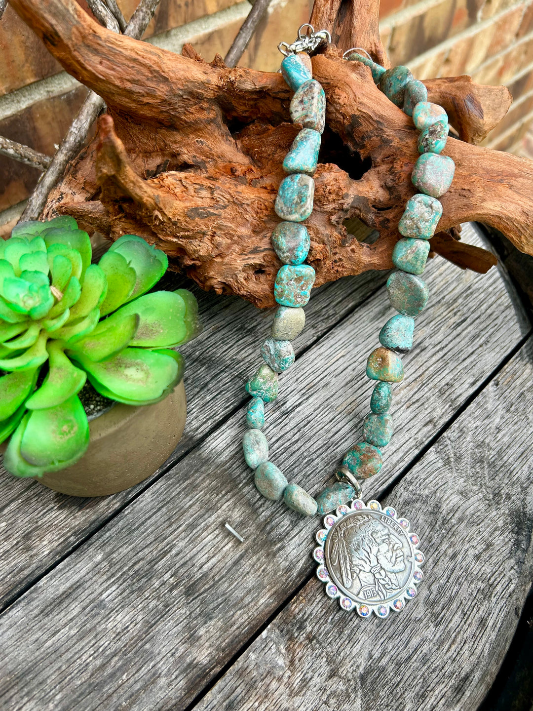 Chunky Turquoise Nugget Necklace
