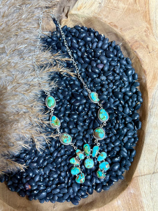 Sonoran Gold Turquoise Squash Blossom Necklace – Sterling Silver Statement Jewelry
