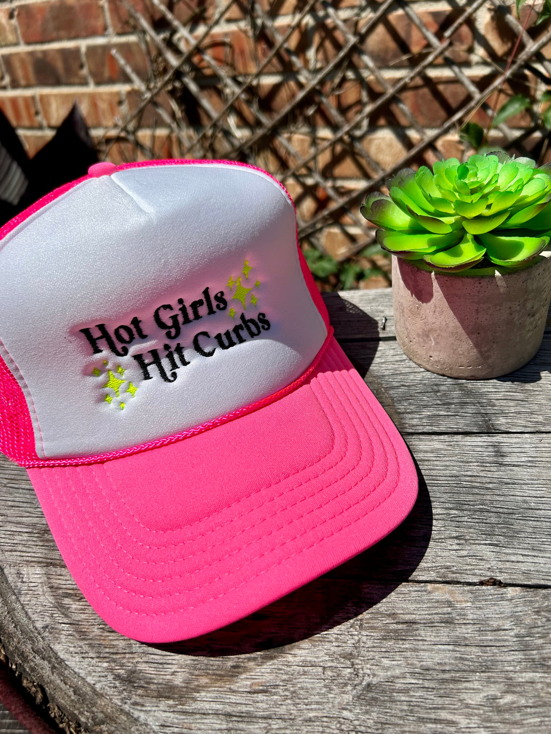 Embroidered Hot Girls Hit Curbs Trucker Hat