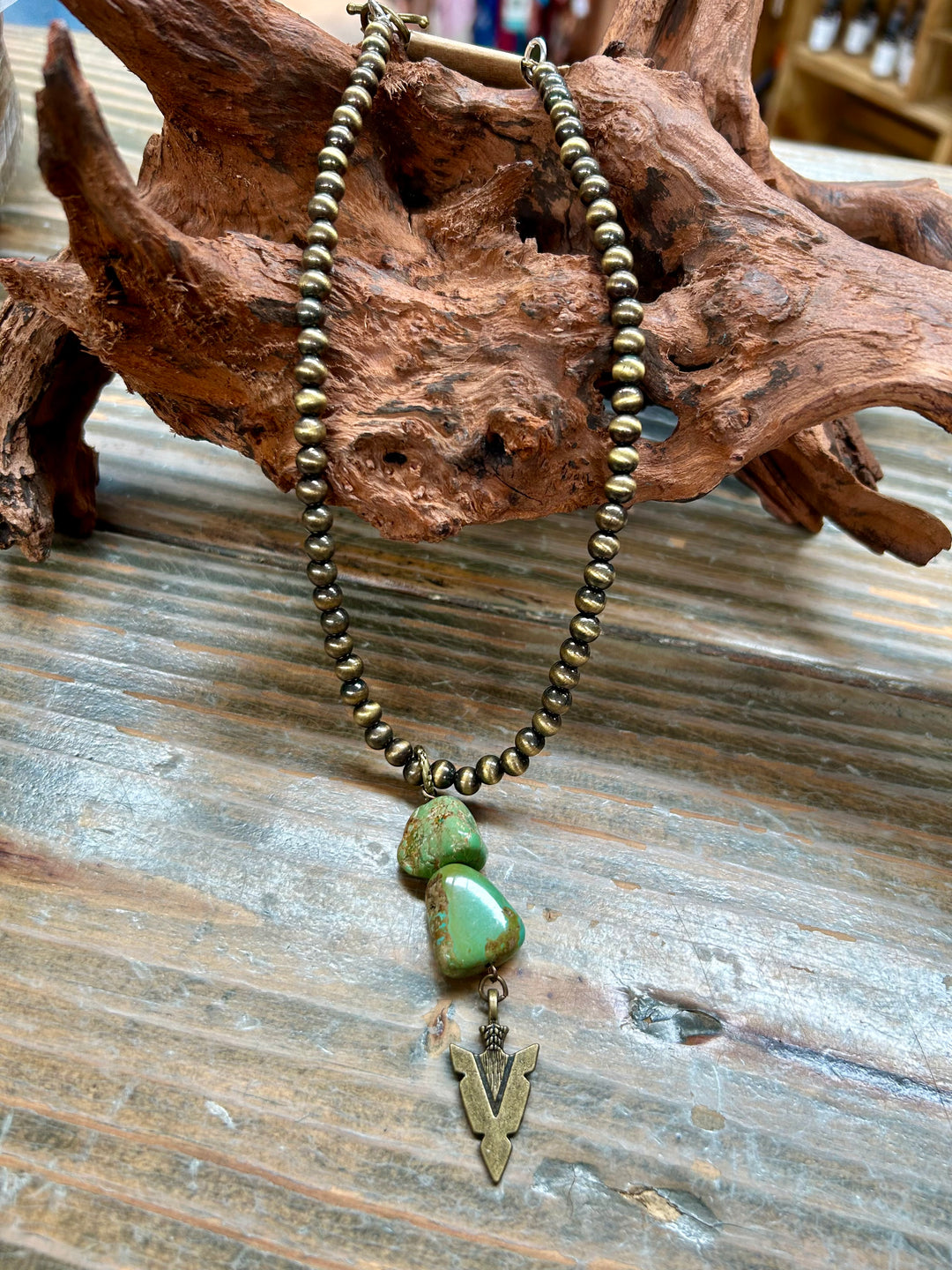 Turquoise Arrow Beaded Necklace
