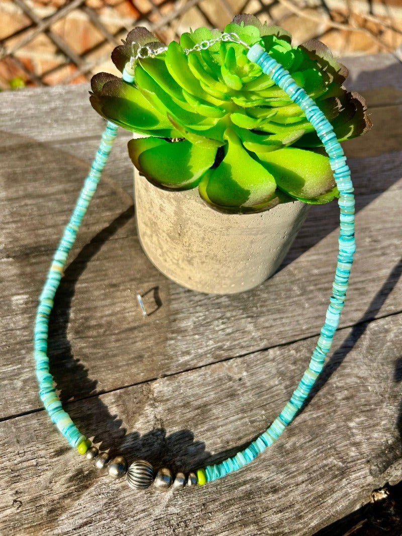 Navajo Pearl And Turquoise Shell Necklace