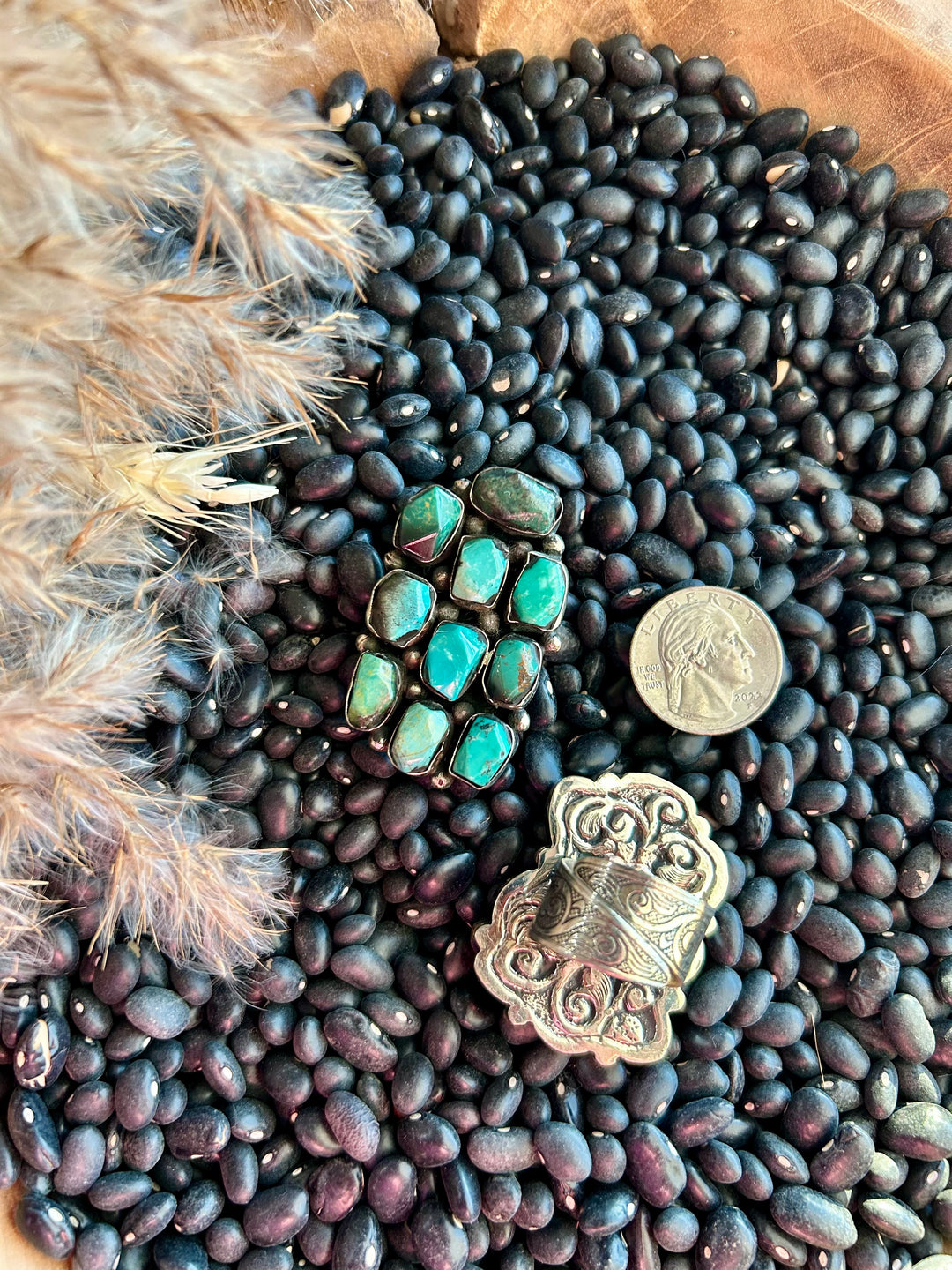 Tibetan Turquoise Cluster Ring