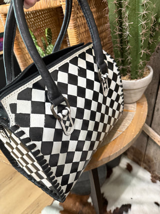 Medium Black & White Checkered Speedy Bag/Purse