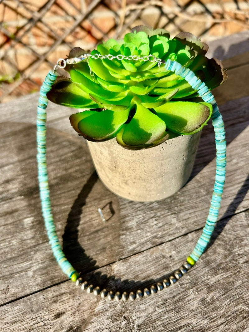 15" Navajo Pearl ANd Turquiose Shell Choker