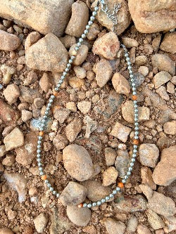 Orange Spiny Silver Plated Pearl Choker