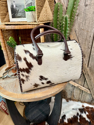Large Black & White Cowhide Speedy Bag