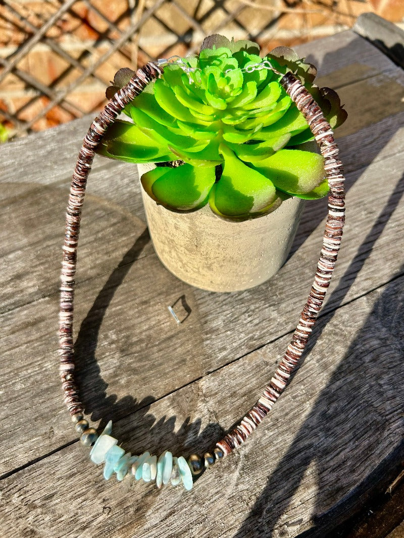 Larimar Heishi ANd Navajo Pearl Choker