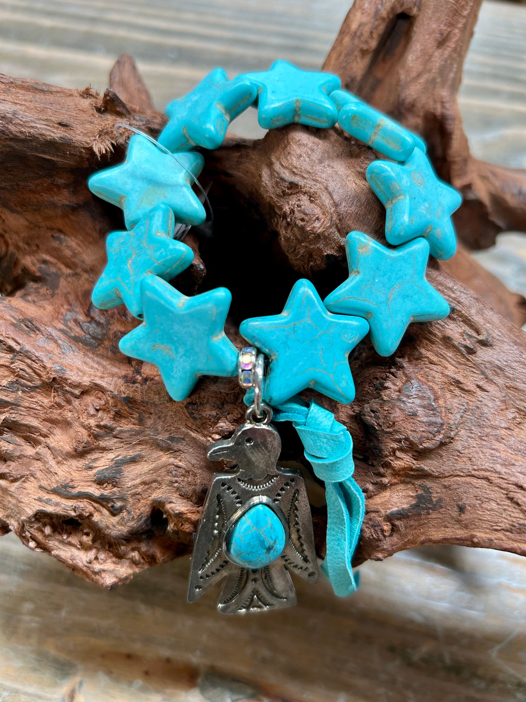 Turquoise Howlite Thunderbird Stretch Bracelet