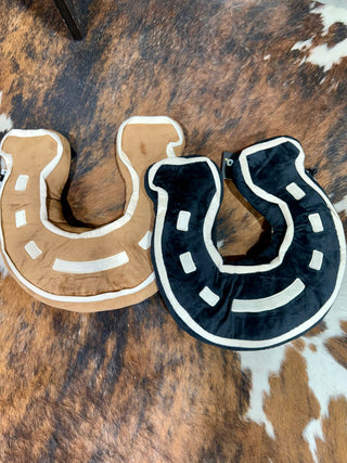 2 Fly Co Horseshoe Throw Pillows – Western Home Décor in Tan & Black