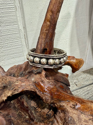 Western Silver Stretch Bubble Bangle – Wide Bubble Bead Braclet