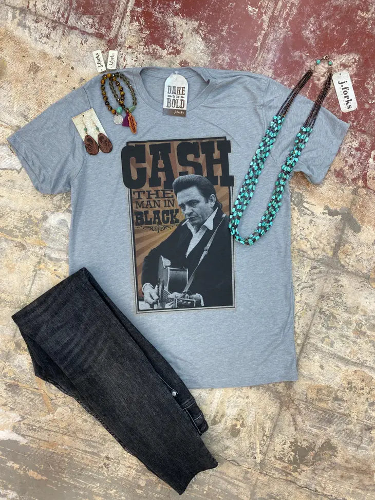 The Man In Black Johnny Cash Heather Gray Tee