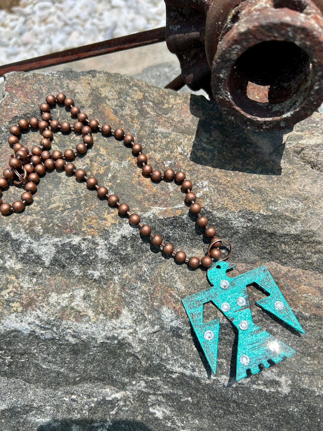 Turquoise Painted Thunderbird Necklace