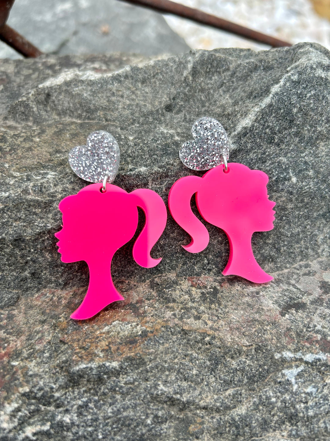 Barbie Pink Acrylic Head Earrings