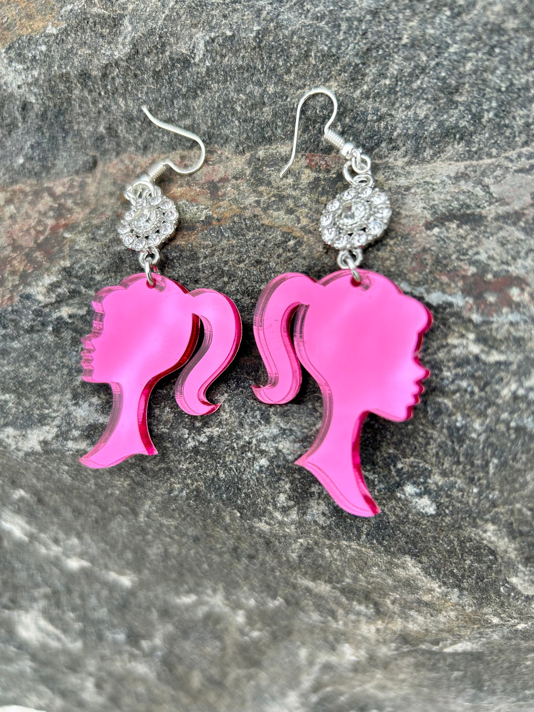 Acrylic Barbie Head Earrings
