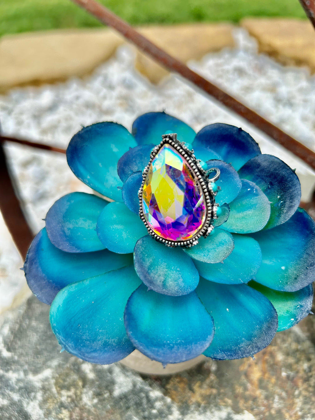 Large Pear Shaped Bling Ring