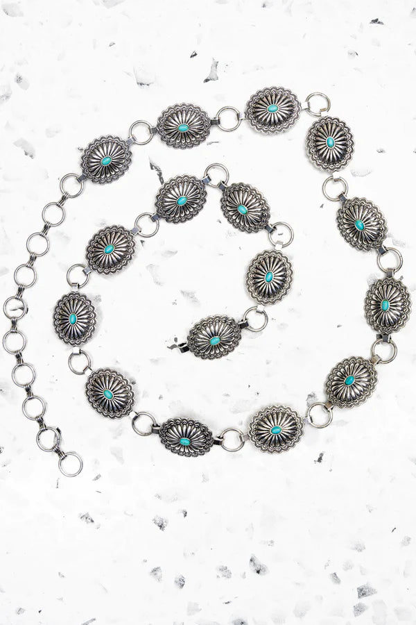 TURQUOISE KENTWOOD SILVERTONE LOOP BELT
