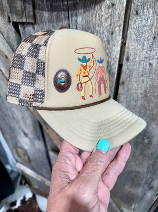 Retro Rodeo Cowboys Concho Trucker Hat
