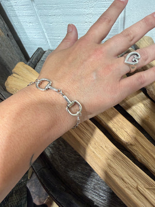 Western Snaffle Bit Bracelet for Women | Silver Horse Bit Paperclip Chain Bracelet