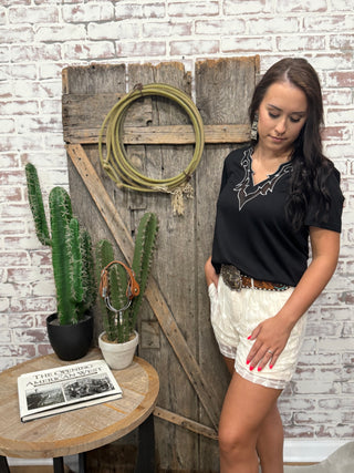 Saddle Bums Lace Shorts -Cloud