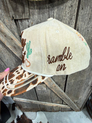 Cowboy Hat Western Snapback Cap | Cow Print Brim Embroidered Cowgirl Hat