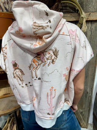 Desert Darling Western Print Zip-Up Hoodie