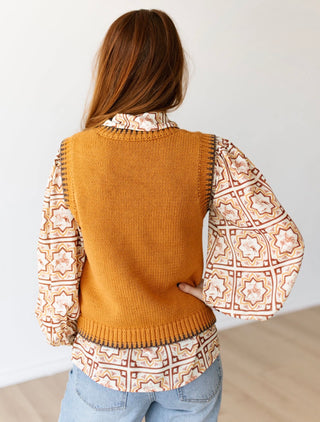Cowboy Portrait Sweater Vest | Western Knit Layering Vest