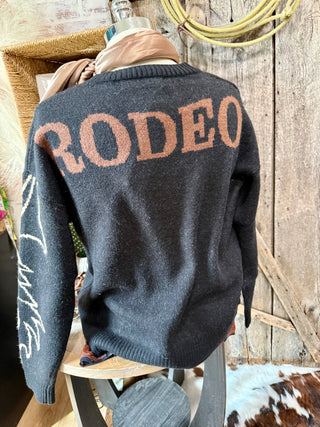 Rodeo Cowboy Graphic Sweater – Western Bronc Rider Pullover