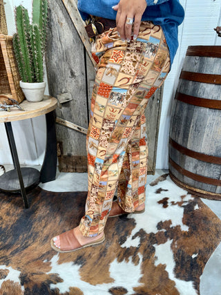 Yee Haw Western Patchwork Corduroy Pants