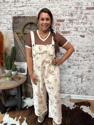 Western Print Twill Overalls