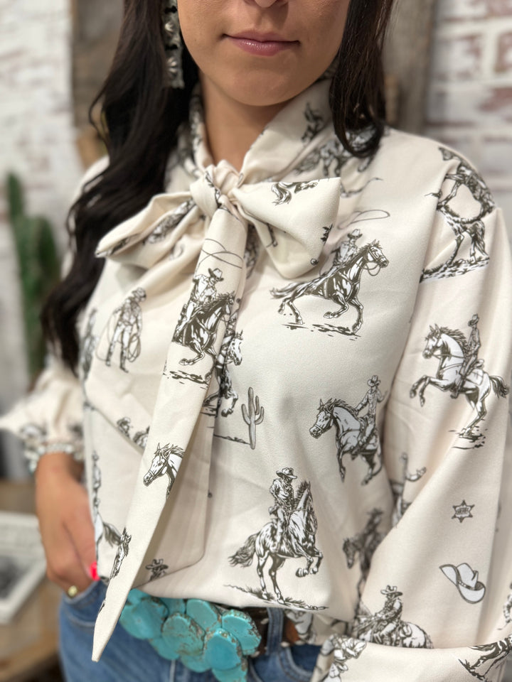 All The Wild Horses Tie Top Blouse