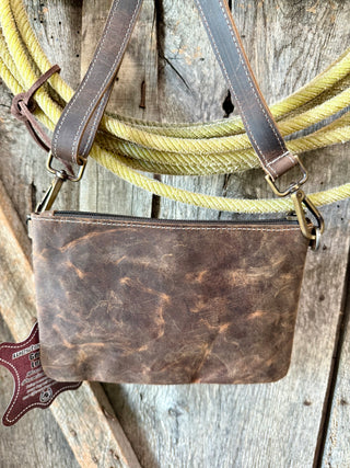 Small Cowhide Crossbody Bag with Turquoise Spade – Western Leather Purse