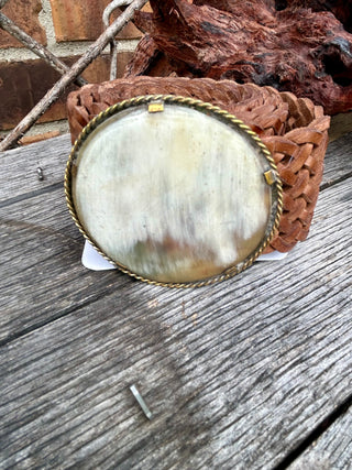 Braided Leather Belt with Oversized Mother of Pearl Concho