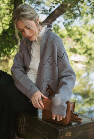 Wild Horses Gray Western Knit Cardigan