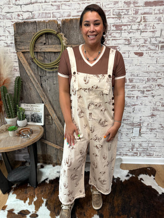 Western Print Twill Overalls