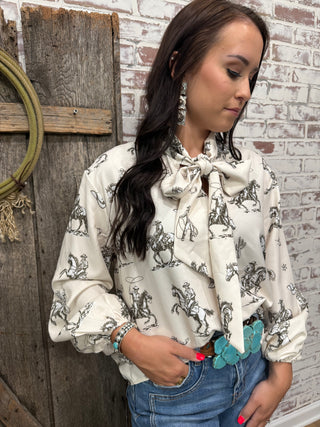 All The Wild Horses Tie Top Blouse
