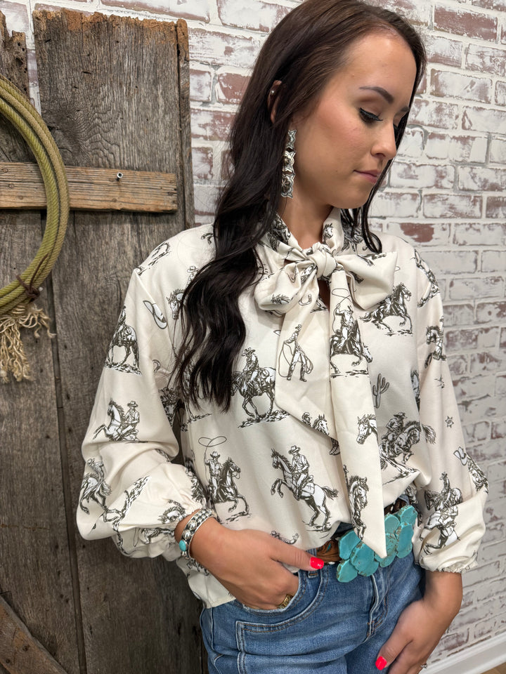 All The Wild Horses Tie Top Blouse