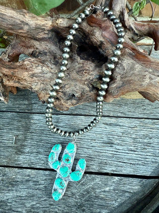 Turquoise Clay Cactus Necklace