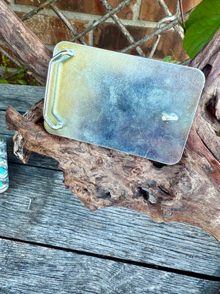 Turquoise/Pink Clay Belt Buckle
