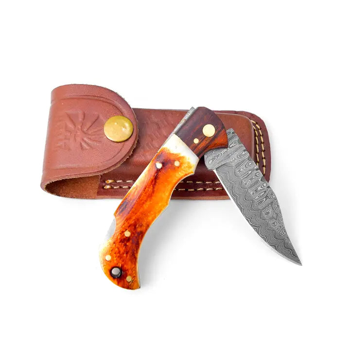 Damascus Steel Pocket Knife Limited Run